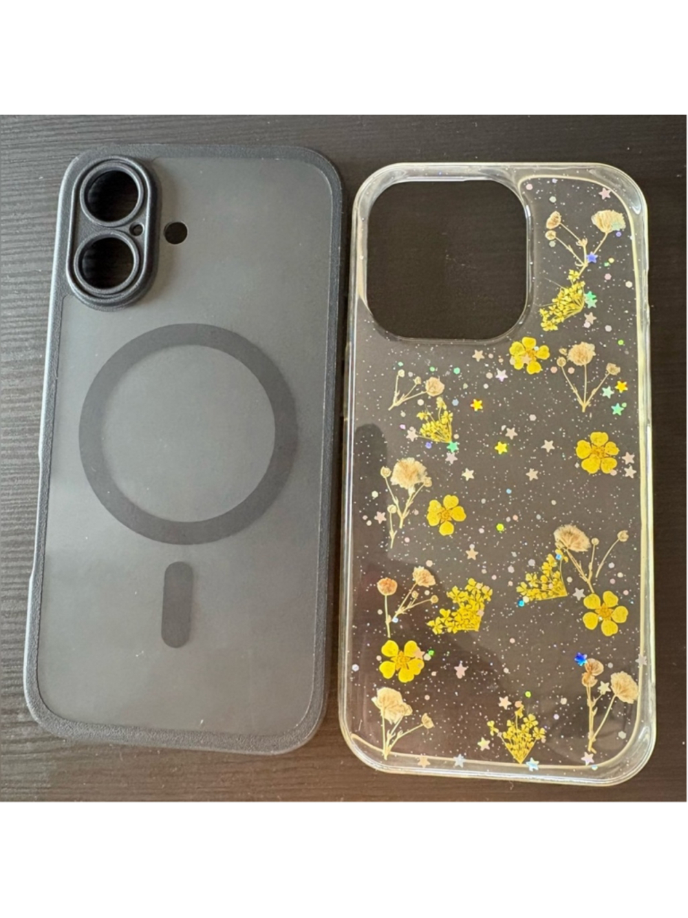Floral Clear Phone Case with Black Magnetic Case